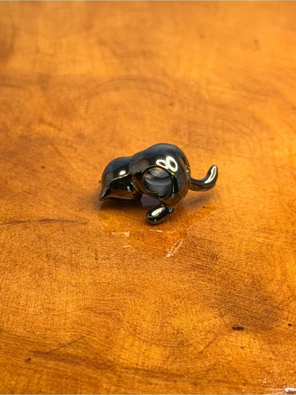 Black Cat sterling silver charm bead